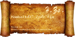 Hambalkó Zsófia névjegykártya