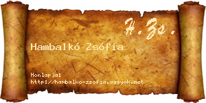 Hambalkó Zsófia névjegykártya